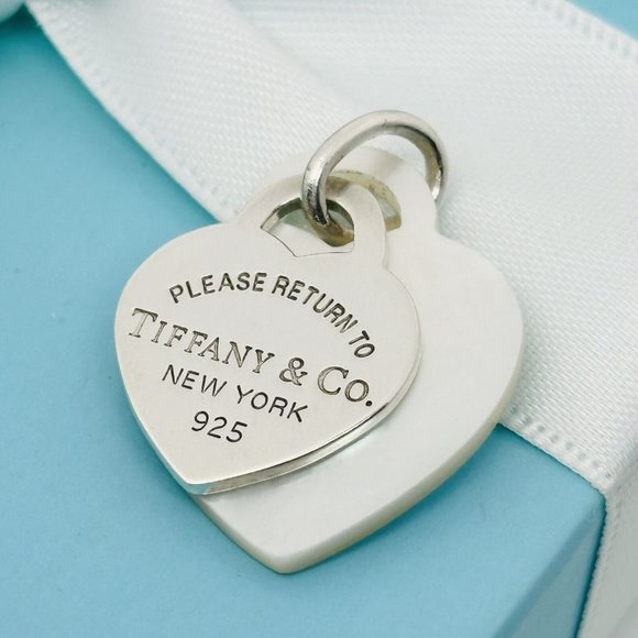 Please Return to Tiffany Co Mother of Pearl Heart Tag Pendant or